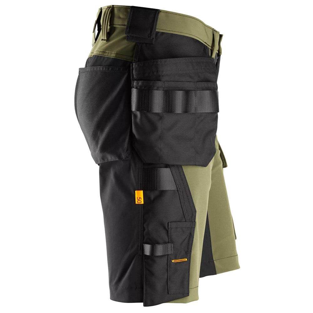Snickers 6175 AllroundWork 4-Way Stretch Holster Pocket Short Khaki Green, 33" Waist - Snickers Size 48