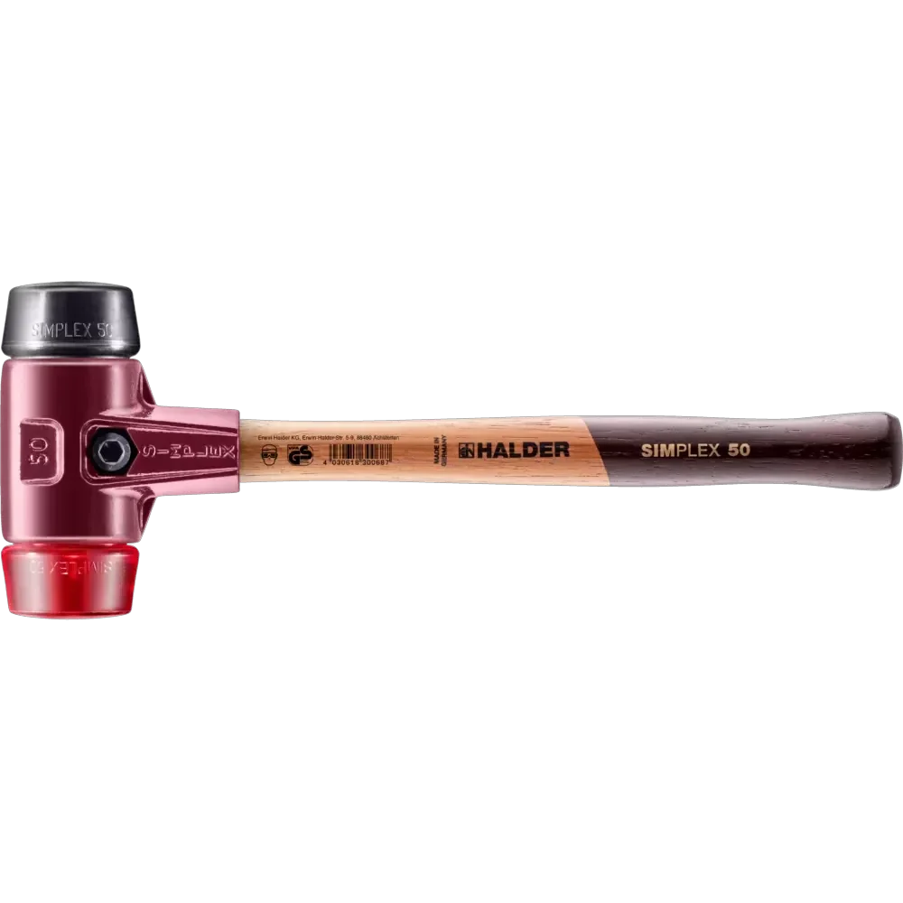 Halder Simplex soft-face mallet, cast iron housing - Rubber Composition / Plastic