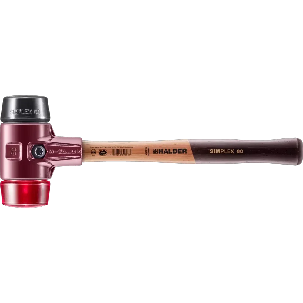 Halder Simplex soft-face mallet, cast iron housing - Rubber Composition / Plastic