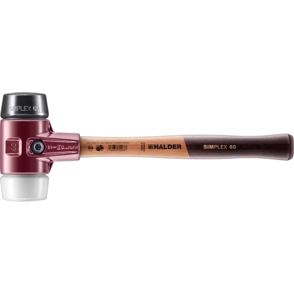 Halder Simplex soft-face mallet, cast iron housing - Rubber Composition / Superplastic