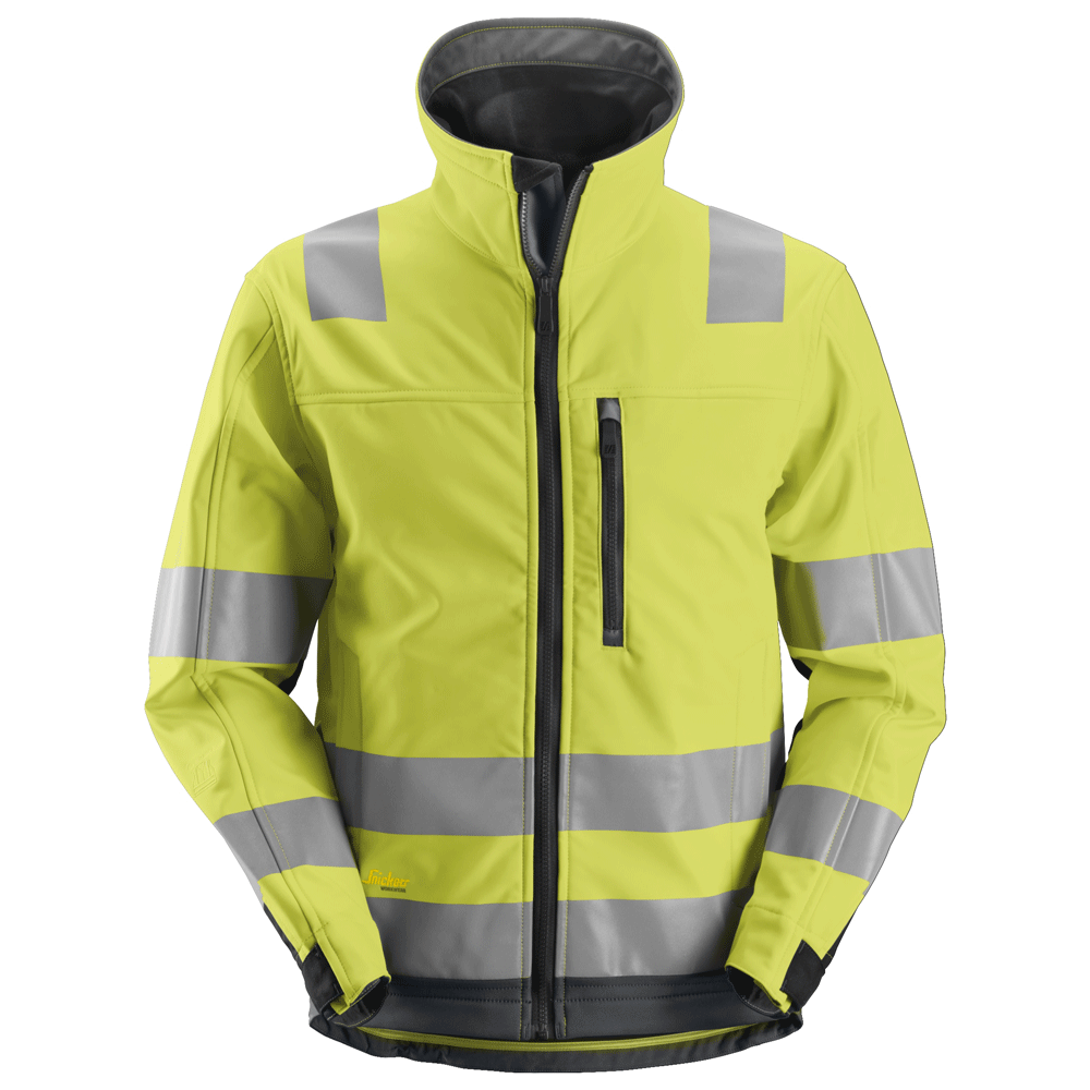 Snickers 1230 AllroundWork Hi-Vis Softshell Jacket CL3 Hi-Vis Yellow/Steel Grey Small