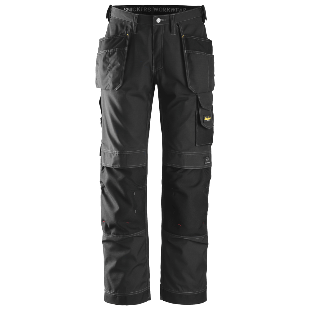 Snickers 3213 Craftsmen Holster Pocket Trousers, Rip-Stop Black Waist 36"- Leg 30"