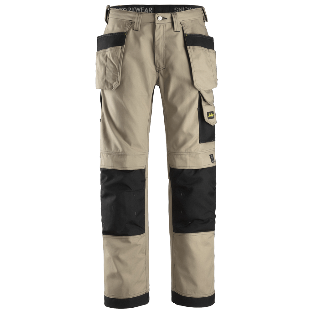Snickers 3214 Craftsmen Holster Pocket Trousers, Canvas+ Khaki / Black 38" Waist 32" Leg - Snickers Size 54