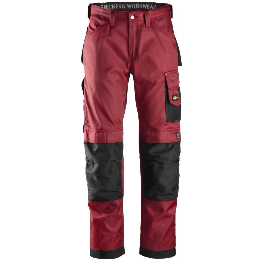 Snickers 3312 Craftsmen Trousers, DuraTwill Chilli Red/Black 36" Waist 32" Leg - Snickers Size 52
