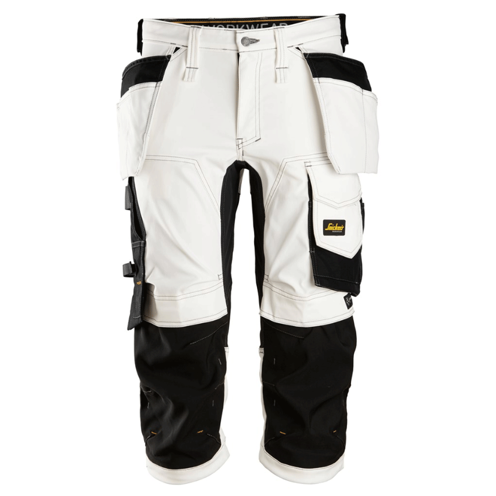 Snickers 6142 AllroundWork, Stretch Kneepad Holster Pockets Pirate Trousers White/Black, 33" Waist-Snickers 46