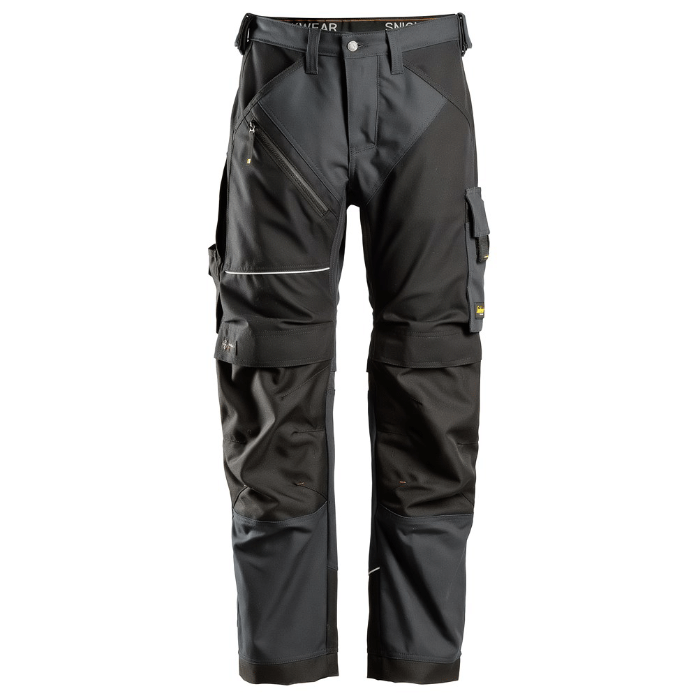 Snickers 6314 RuffWork, Canvas+ Kneepad Work Trousers Steel Grey/Black, 38" Waist 35" Leg-Snickers 154