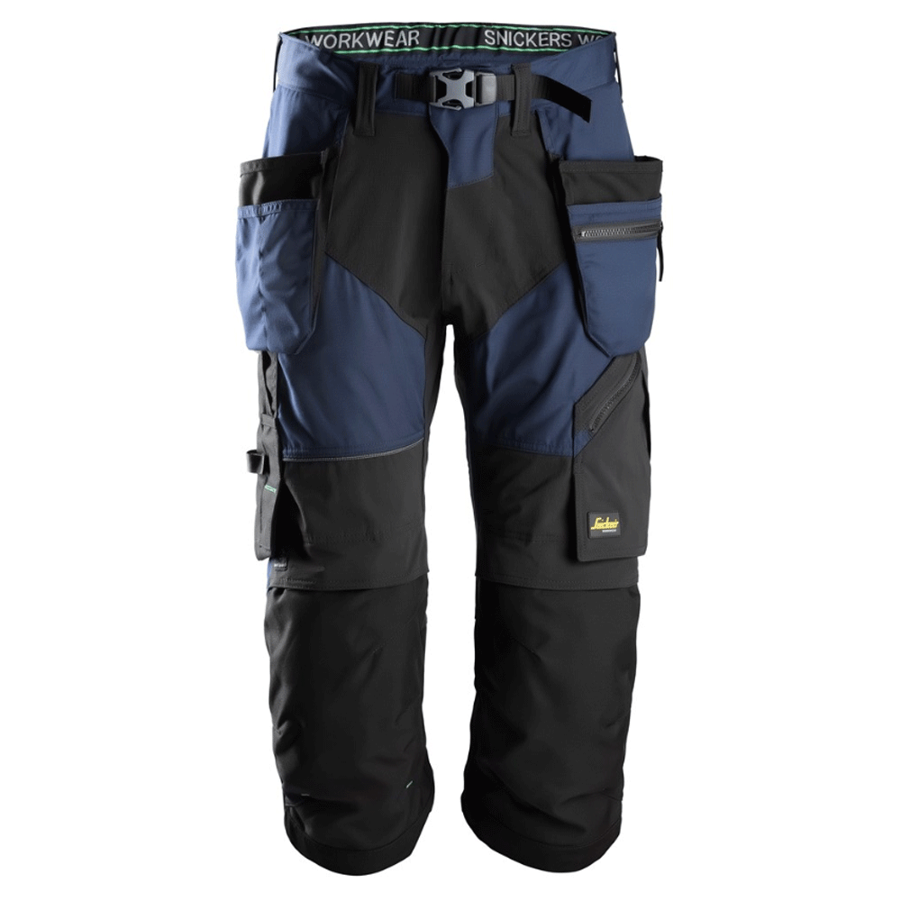 Snickers 6905 FlexiWork Holster Pocket Pirate Work Trousers Navy Blue/Black Waist Size 31" - Short Leg