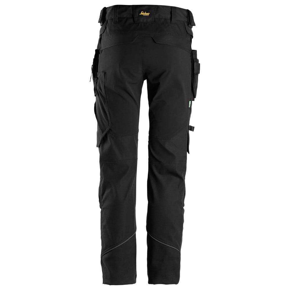 Snickers 6972 FlexiWork, Work Trousers+ Detachable Holster Pockets Black, Waist 33" Leg 30"-Snickers Size 92