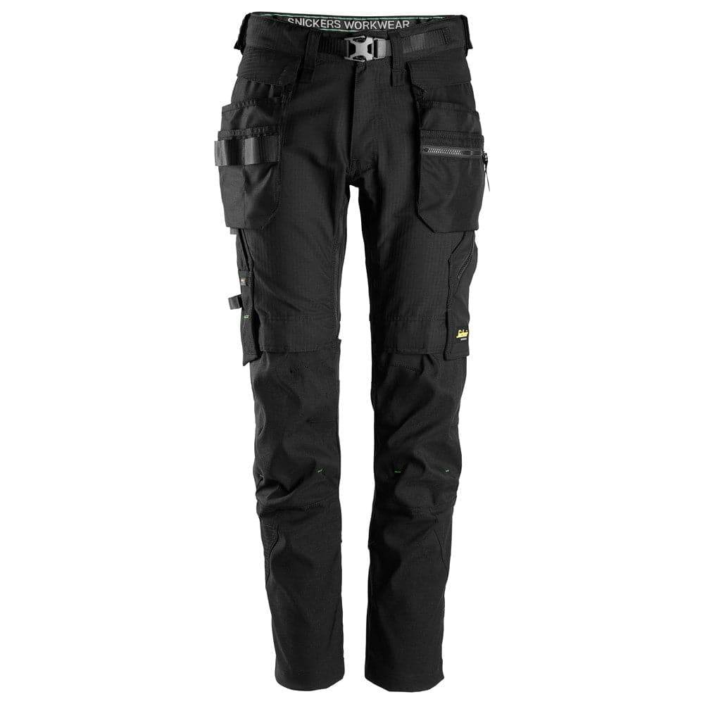 Snickers 6972 FlexiWork, Work Trousers+ Detachable Holster Pockets Black, Waist 33" Leg 30"-Snickers Size 92