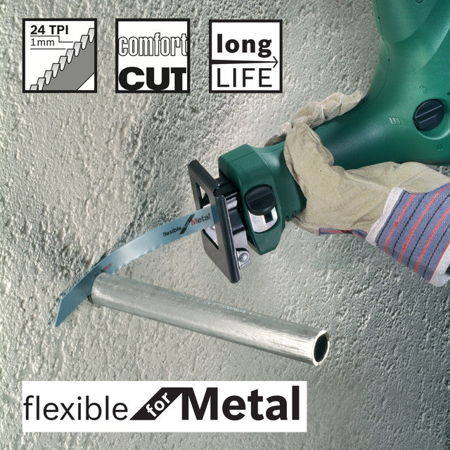 Bosch S1122AF Flexible Reciprocating Saw Blade for Metal 225mm (Pack of 5)