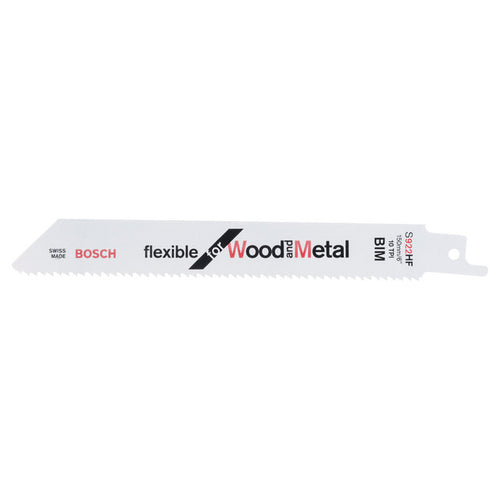 Bosch S922HF Flexible Reciprocating Saw Blade for Wood & Metal 150mm (Pack of 5)