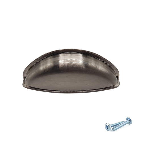 Brushed Nickel Cup Handle – 79mm Cabinet Drawer Pull (64mm Centres) | M4TEC VG3 Series