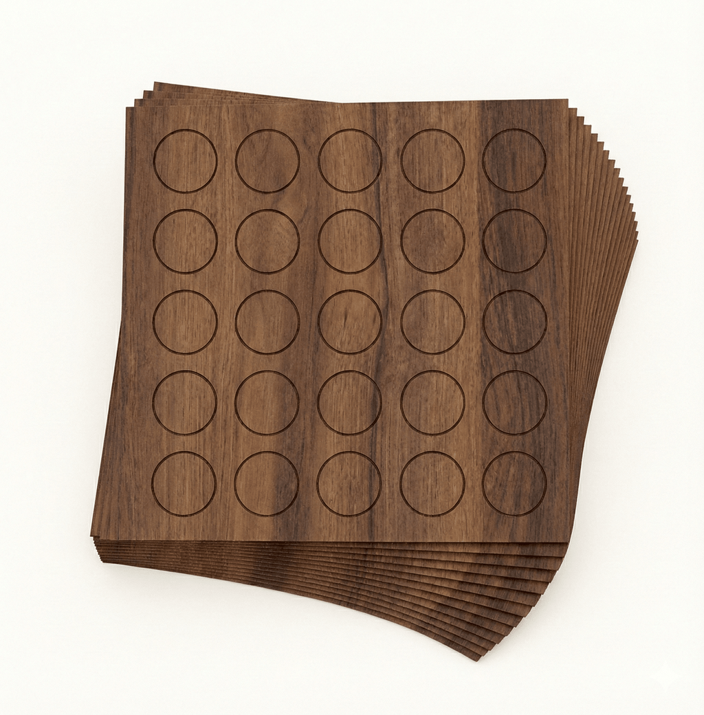 KwikCaps Self Adhesive Screw Cover Caps - Tobacco Aida Walnut / Finsa Nogal Valentina 1AS (353) H3704 ST15