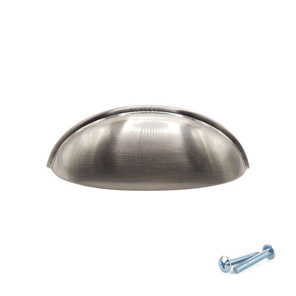 M4TEC 77mm Brushed Nickel Cup Handle - Modern Zinc Kitchen Cabinet & Drawer Pull (VG6 Series)