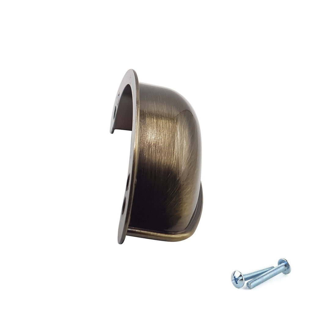 M4TEC Antique Brass Cup Handle – 79mm Brushed Brass Drawer & Cabinet Pull (VG3 Series)
