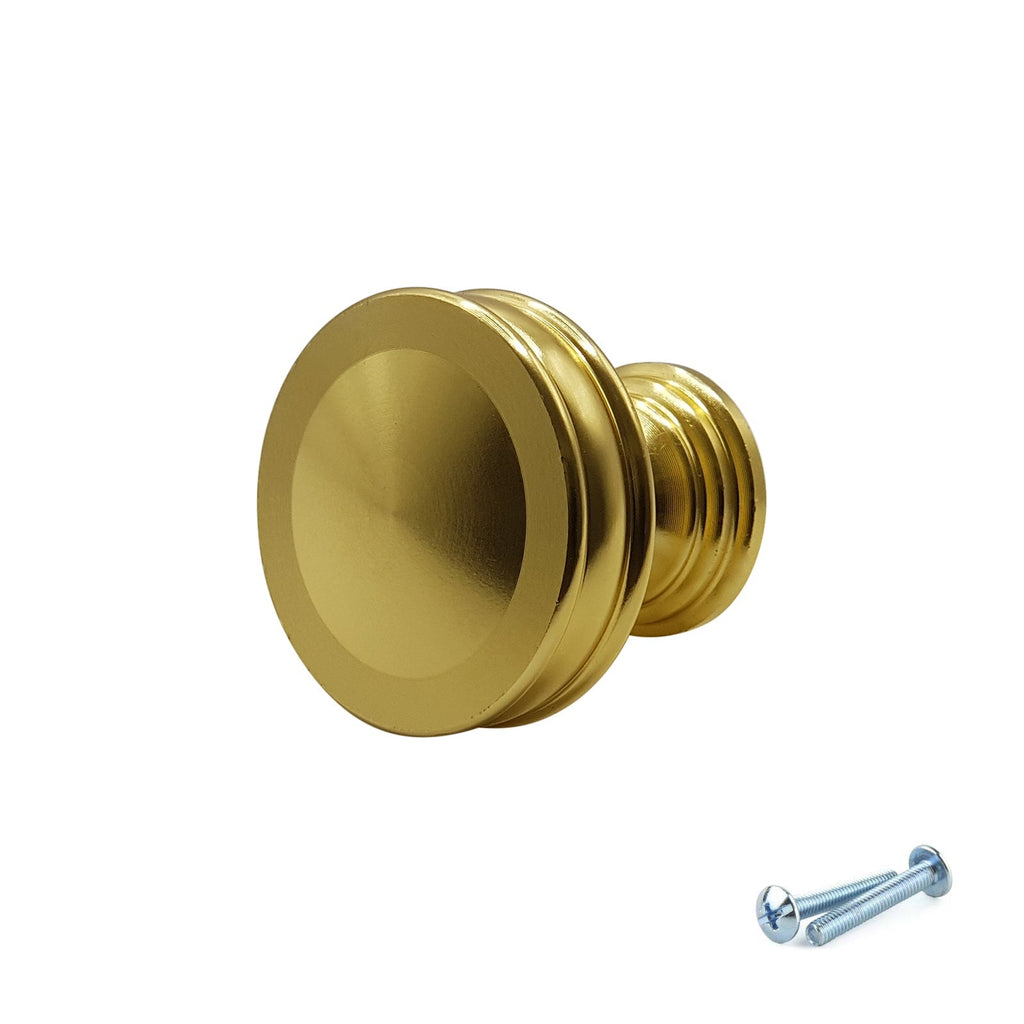 M4TEC Brushed Brass Knob Handles – VG7 Series – 30mm (Pack of 10)