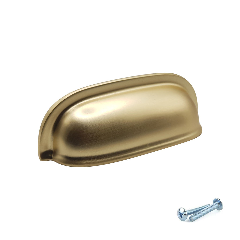 M4TEC Cup Handle Brushed Brass Doors or Cupboards VG5 Series 10 pack