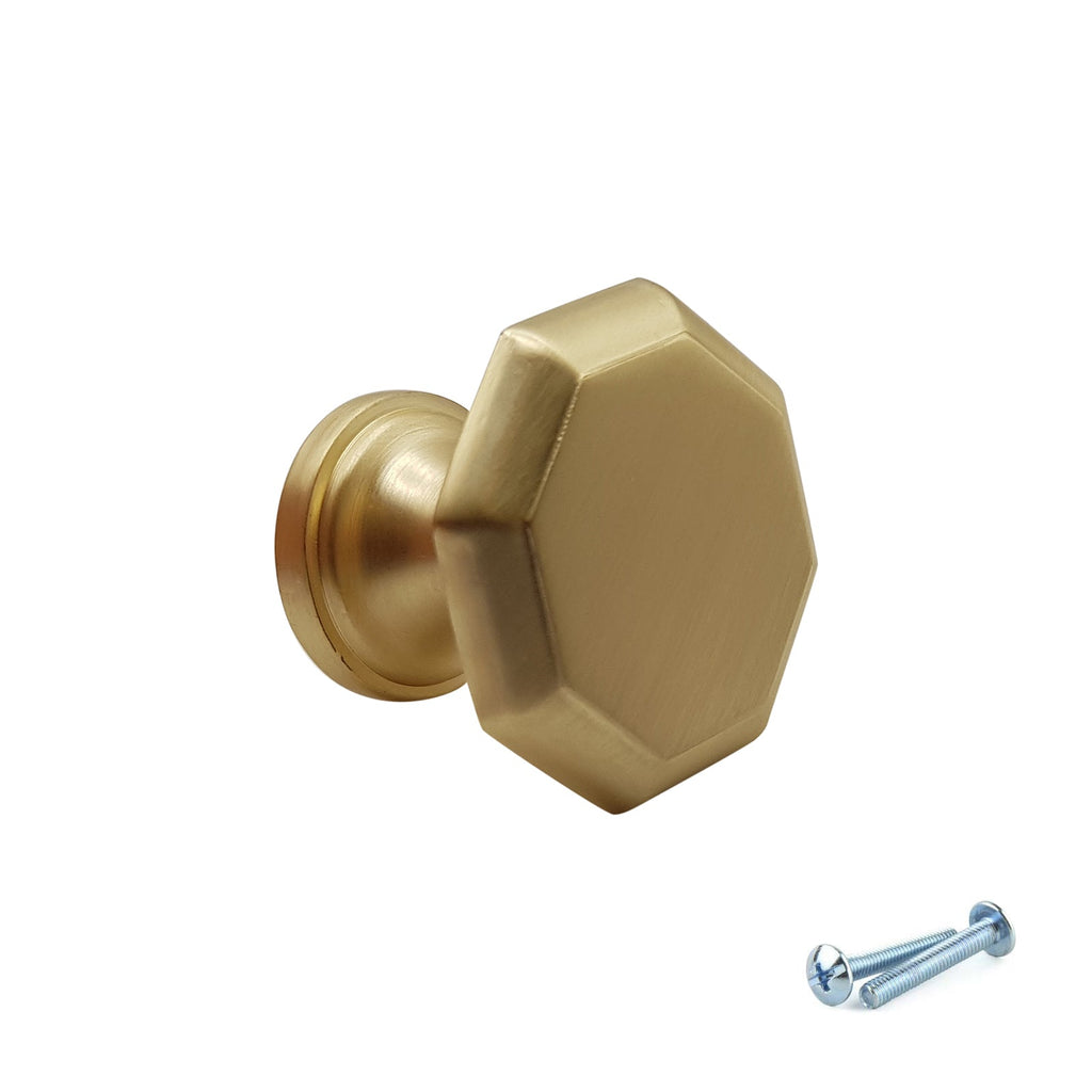 M4TEC Knob Handle Brushed Brass Door, Drawer & Cupboard VF7 Series