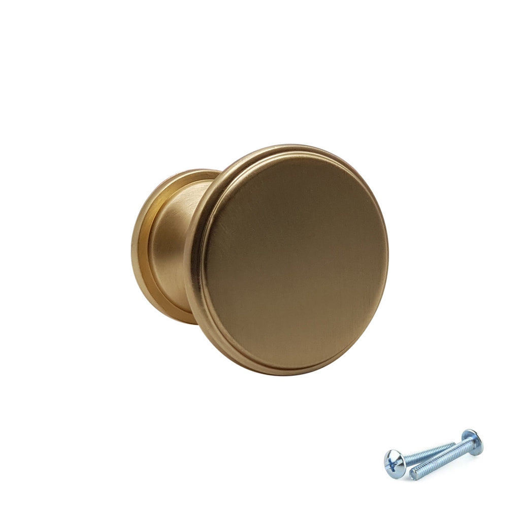 M4TEC Knob Handle Brushed Brass Doors or Cupboards VG7 Series 25mm