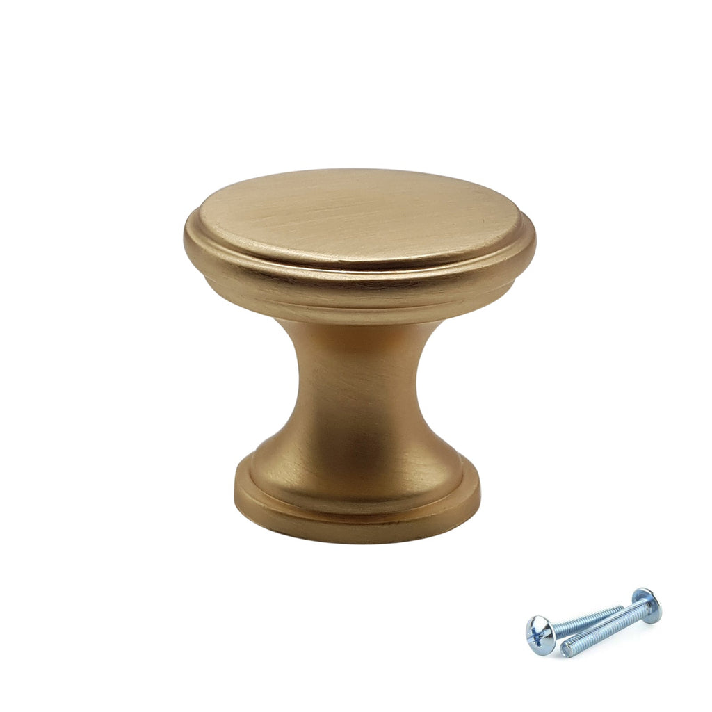 M4TEC Knob Handle Brushed Brass Doors or Cupboards VG7 Series 25mm