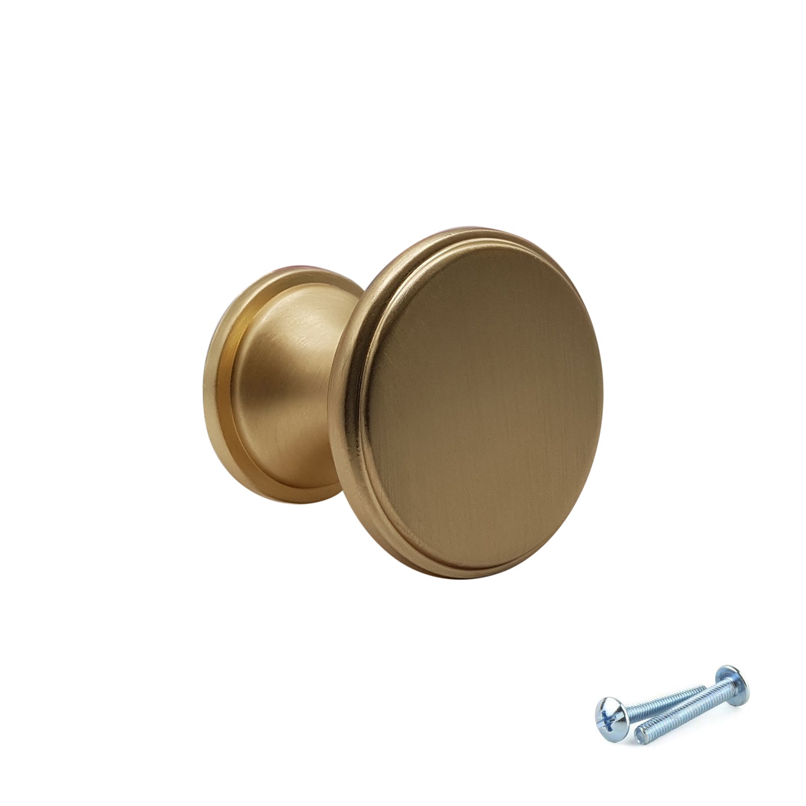 M4TEC Knob Handle Brushed Brass Doors, Drawers or Cupboards VG7 Series 25mm 10 pack