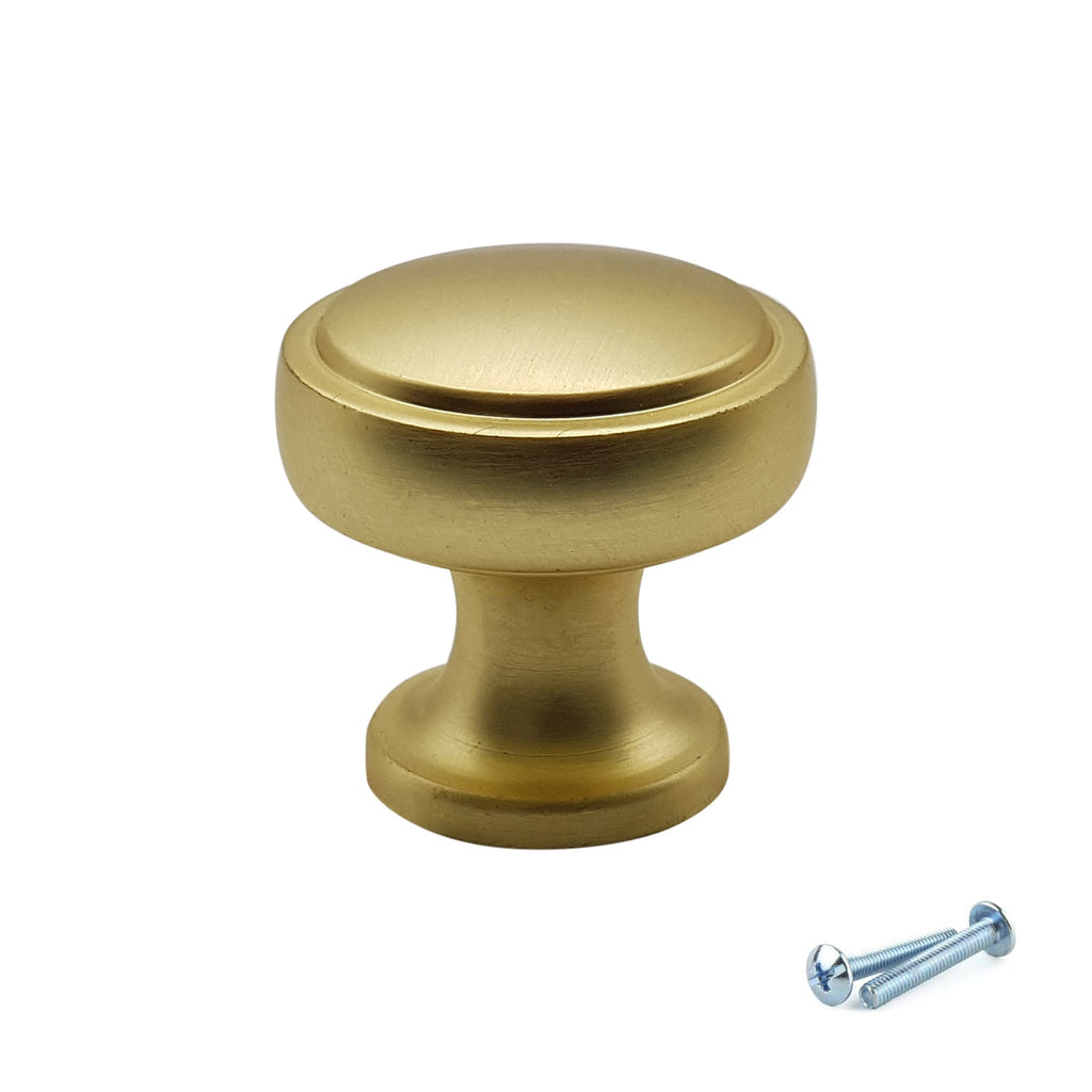 M4TEC Knob Handle Brushed Brass Doors or Cupboards VG7 Series 28mm