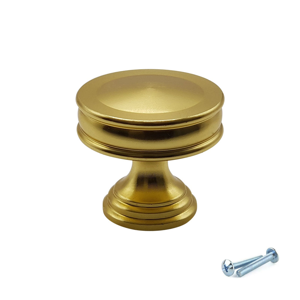 M4TEC Knob Handle Brushed Brass Doors or Cupboards VG7 Series 30mm 10 pack