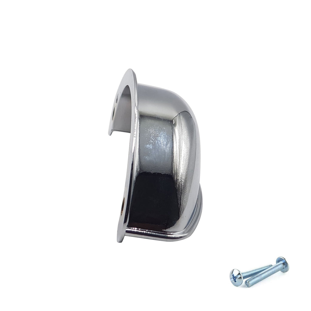 M4TEC Polished Chrome Cup Handle – 79mm Cabinet Drawer Pull, Zinc Cupboard Handle (VG3 Series)