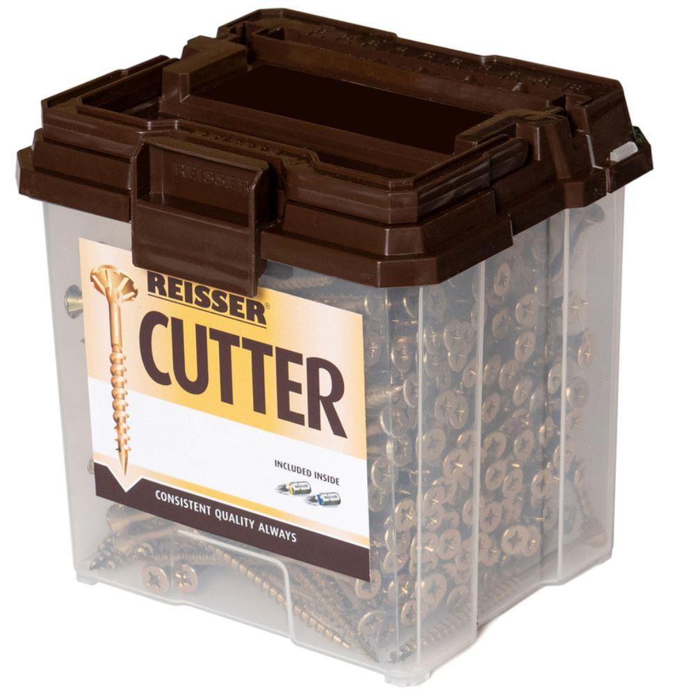 Reisser 3.5 x 30mm Cutter Countersink Woodscrew Tub - 1600 pcs with 2 Pozi Bits - 82213530PB