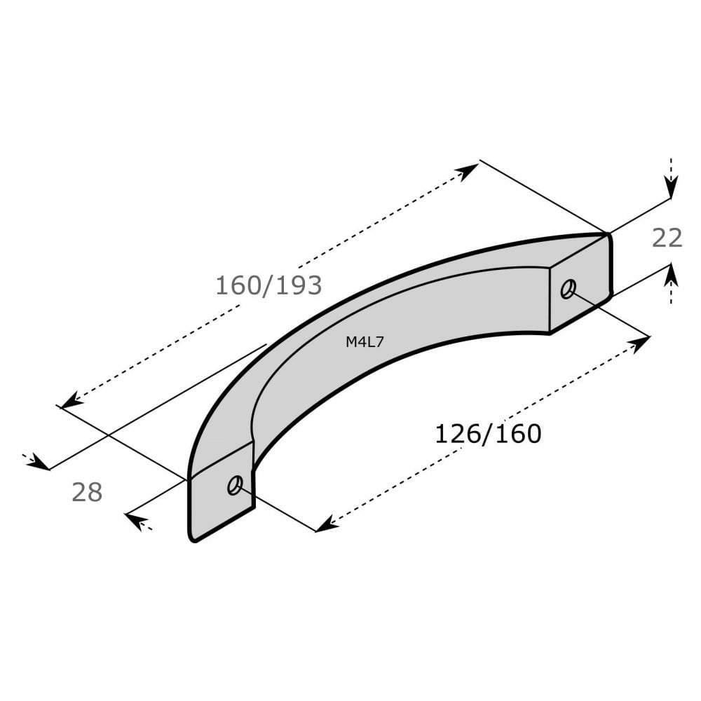 Stainless Steel Cupboard Door Handle M4TEC Blythe L7