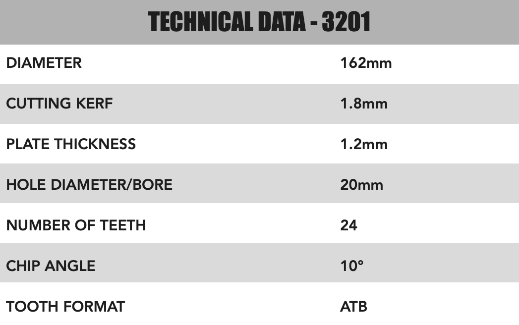 162mm X 20mm X 1.8mm 24 Tooth Mafell Fitment Circular Saw Blade - 3201