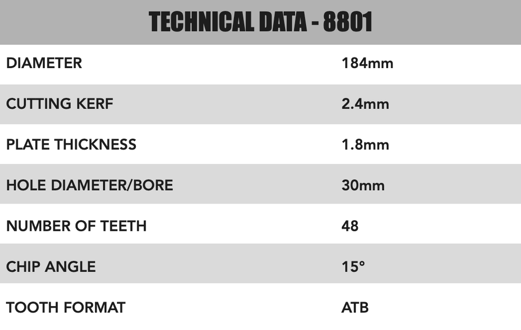 Circular Saw Blades 184mm X 30/20mm X 2.4mm 48 Tooth ATB  - 8801