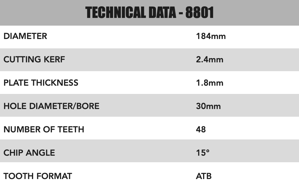 Circular Saw Blades 184mm X 30/20mm X 2.4mm 48 Tooth ATB  - 8801