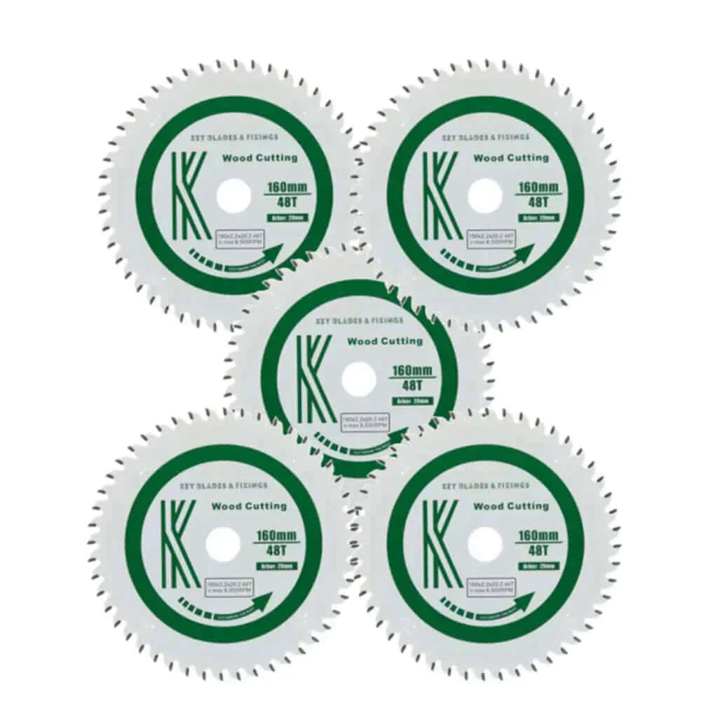 160mm x 20mm x 2.2mm 48 Tooth Track/Circular saw blade 5 Pack Deal 2204DEAL